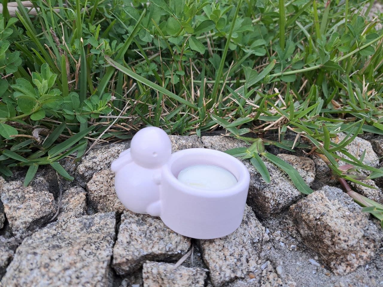 Porta-velas coelho em gesso