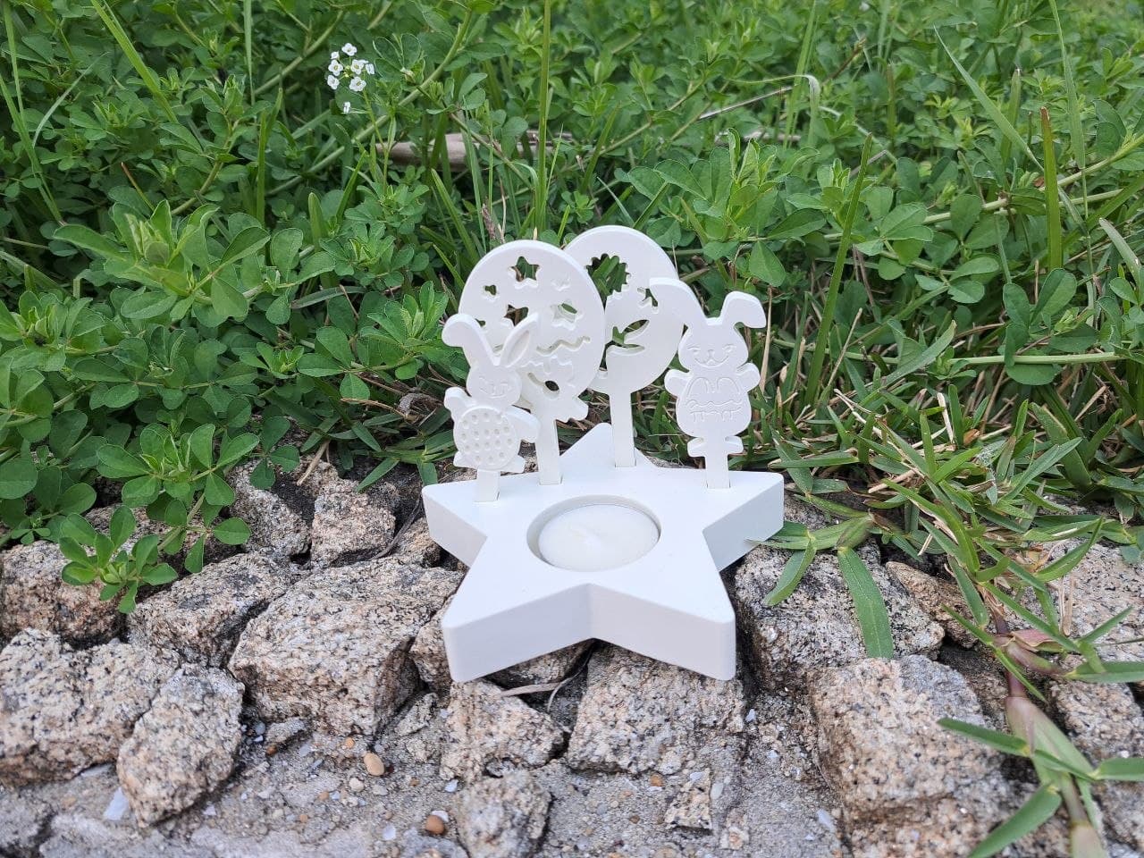 Porta-velas de Páscoa em gesso em forma de estrela